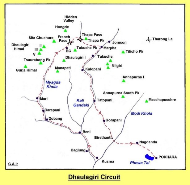 Dhaulagiri Circuit Trek Map